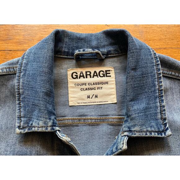 GARAGE Classic Fit Distressed Crop Denim Jacket sz M - Picture 5 of 11